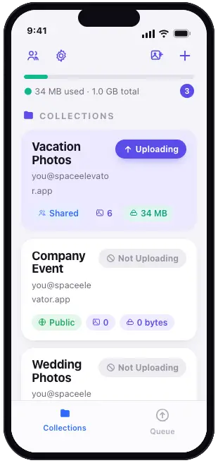 Screenshot of the app showing several collections